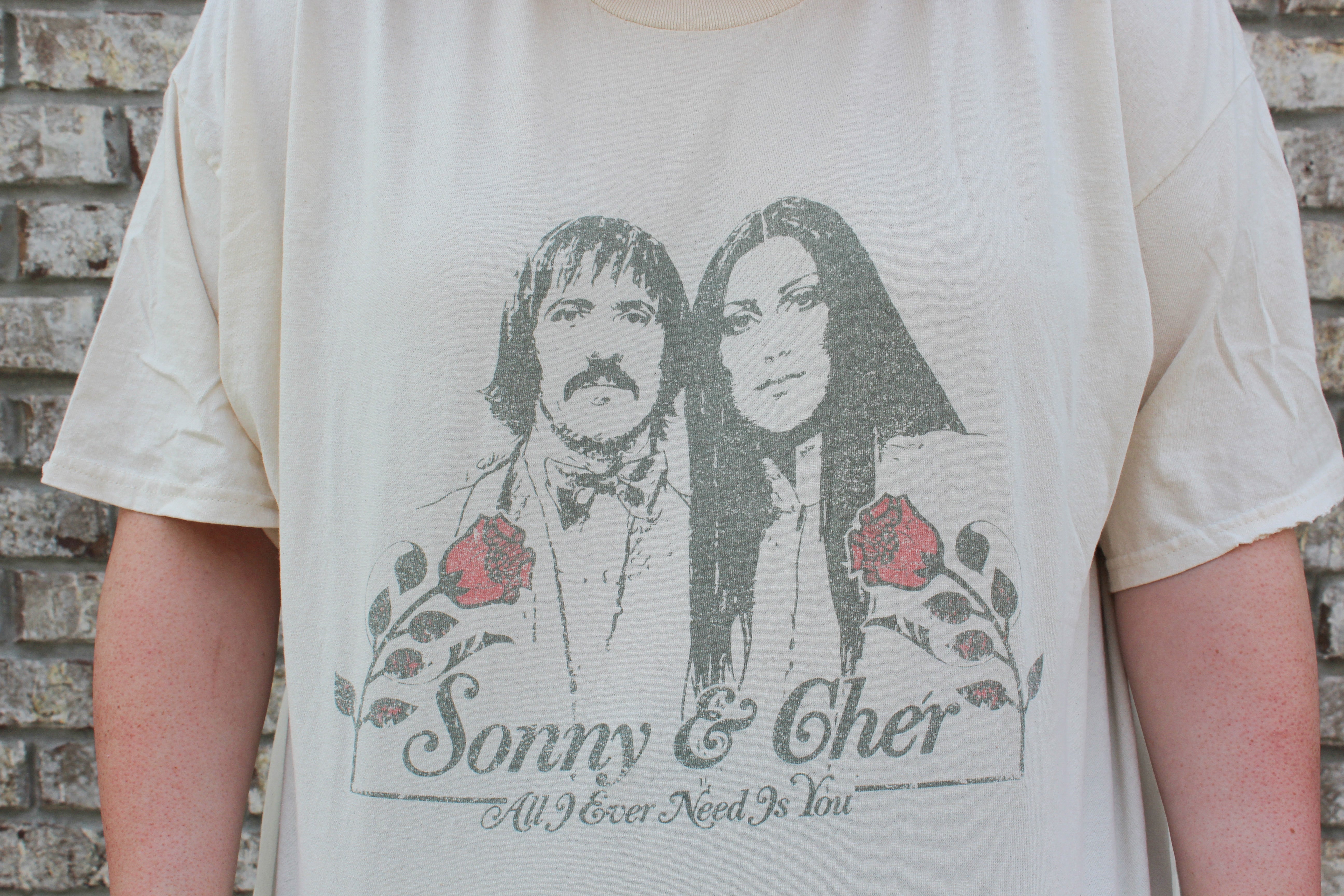 White Sonny & Cher Graphic T-Shirt-Final Sale